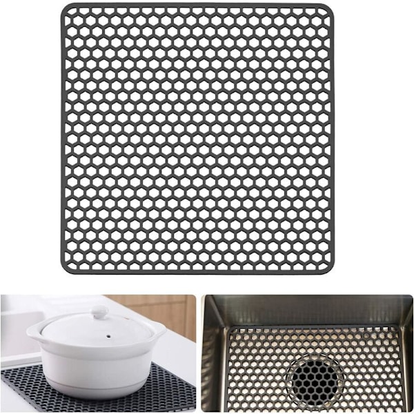 Silikone Vaskemåtte Køkkenrist til Rustfrit Stål eller Porcelæns Vaske 13,5\" x 13,5\"