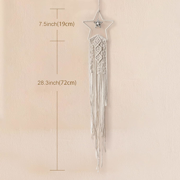 Hieno Uni Macrame-unisieppari, Suuri Kutomat Sulka Seinävaate Tassel Koriste Boho Unisieppari Käsityön Koriste-Esine Lahja (Tähti)