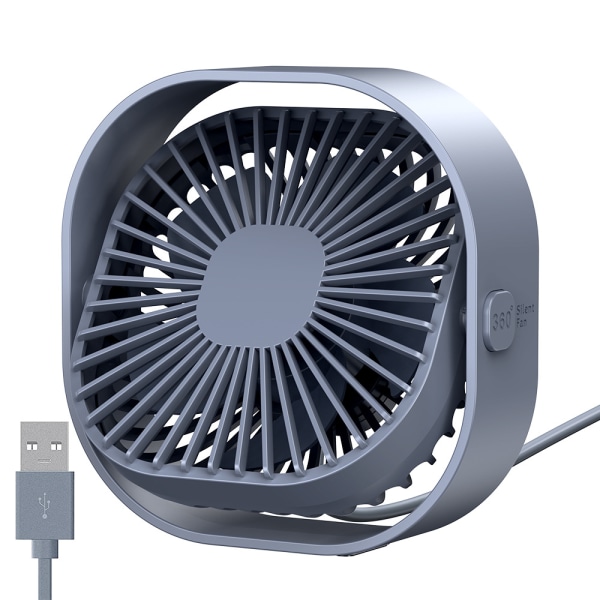 USB Desk Fan, 4 Inch Ultra-quiet Mini Portable Fan, 360° Up and Down, Three-speed Wind, Suitable for Office, Family (Gray)