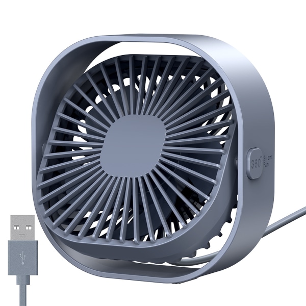 USB skrivebordsblæser, 4 tommer ultra-støjsvag mini bærbar blæser, 360° op og ned, vind med tre hastigheder, velegnet til kontor, familie (grå)