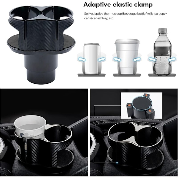 Bilmugghållare - Dubbel Dubbel Clerk Rotary Adapter - Drickstöd - Dubbel förvaring - 2 i 1 bil clerk - Förlängningsadapter med justerbar bas