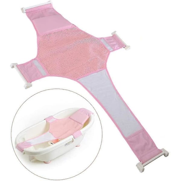 (rosa)(1st) Babybadstöd, badkarstöd Nät Justerbart Badkar Halkskyddande Nät Bekvämt Badsäte För Nyfödd Dusch Och 0-8 Månader Spädbarn Bad
