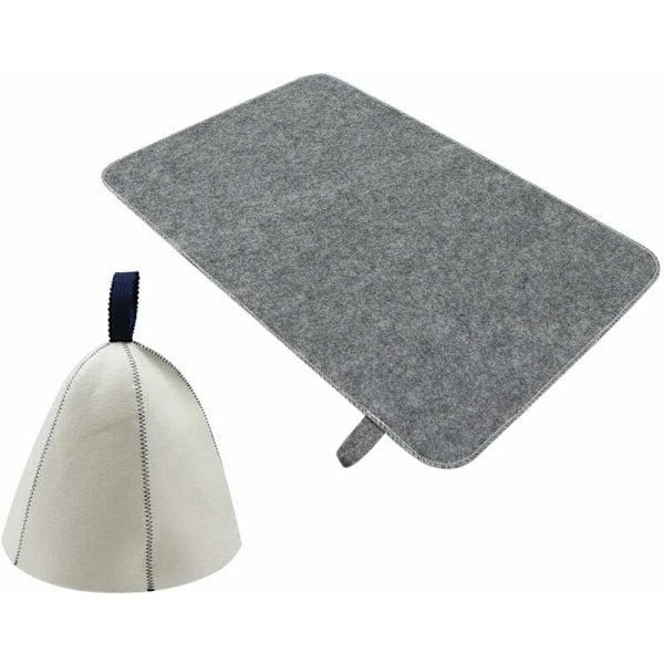 Naturlig bastuhatt i textil - duschmössa i filt med krok för kvinnor och män, passar de flesta huvudstorlekar (hatt + filtkudde)