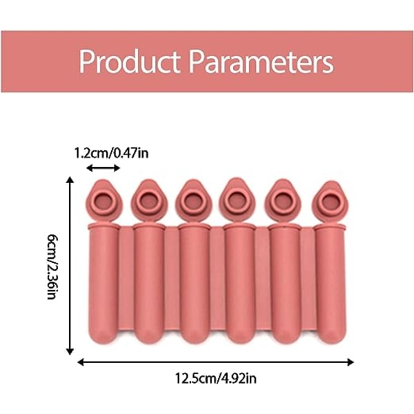 Mini-jääpalamuotti silikonikansilla (punainen), kapea ja pitkä, helppo työntää ja seistä, 6 vesipullon valmistukseen, sopii pullotettujen B-pullojen täyttämiseen