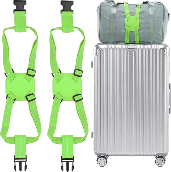 Bagage elastiska remmar TSA-godkända, resväska elastiska remmar för resväskor Lägg till en väska (grön) 2 stycken