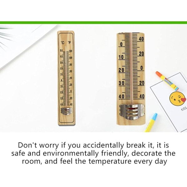 8 st trätermometer för inomhusbruk, trätermometer för att mäta temperaturen inne och ute, energi, termometer med grader i grader C