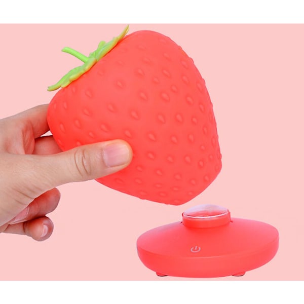 Kreativ Jordgubbe USB Uppladdningsbar Taktil LED Atmosfär Mini Lampa