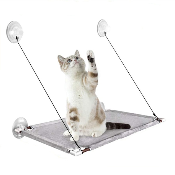 Svart katthängmatta, fönsterhängmatta för katt, fönsterbänkssäng med knappsugkoppar, viloplats för katt för solbad, spara pengar