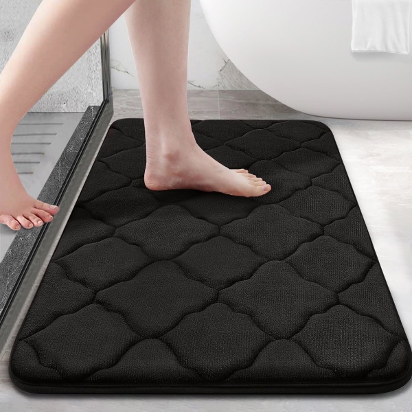 Memory Foam Bademåtte Tæppe 24x16in, Ultra Blød Skridsikker og Absorberende Badeværelse Tæppe, Maskinvask Tør, Komfortabel, Tæppe Tæppe til Badeværelsesgulv, Kar a