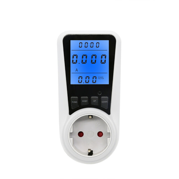 Vit Energimätare Wattmätare Uttag, 7 Lägen Strömmätare Uttag, LCD-Display, Max 3680W(1396666mm)