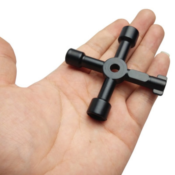 Black Multifunctional 4 Way Utilities Key for Electric Water Gas Meter Cabinet Open Key