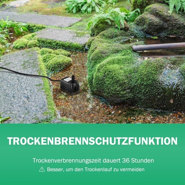 1500L/H Akvariepumpe, Mini Dam Pumpe Vandpumpe Modstandsdygtig over for Tør Forbrænding (36 Timer), Lille Nedsænkbar Pumpe til Akvarium, Dam, Springvand, Have Ingen N