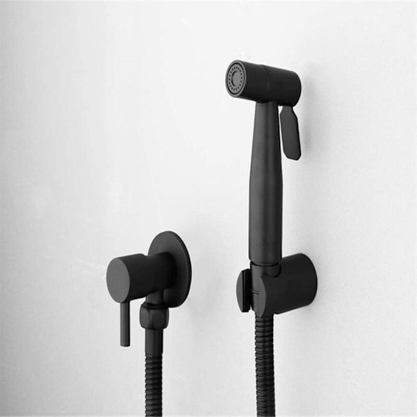 Dusjhode - Svart bidet, hånddusj for bad, toalettspray, rustfritt stål, toalettkran