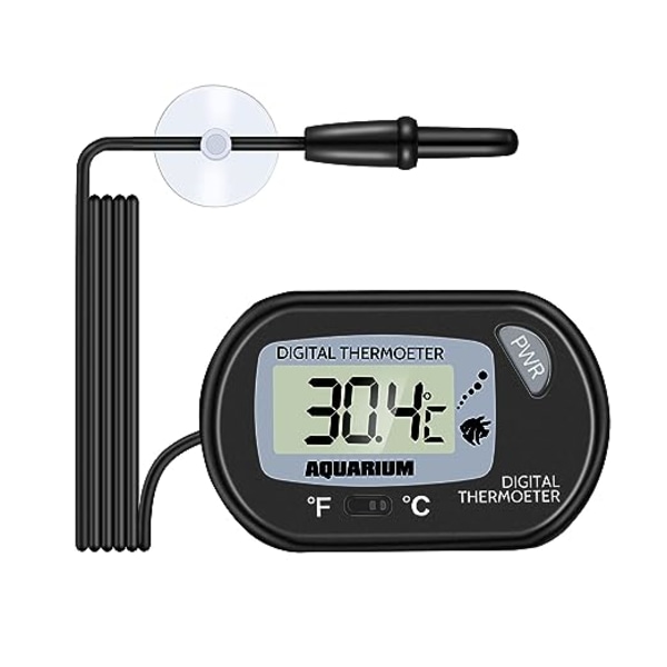 Akvarietermometer Digital LCD Vattentermometer med Sond och Sugkopp Vattentemperaturtermometer för Fisk Tank Akvarium Marin Reptil Ha