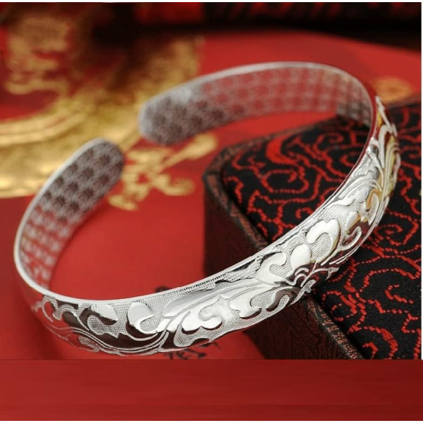 Dame Smykker 999 Sterling Sølv Armbånd Fashion Manchet Bangle Kæde Armbånd