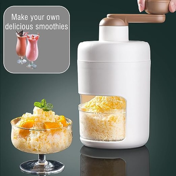 Manuell roterende isknuser: Cocktails Slush-maskin Isbit knust Smoothies Isknuser Maskin, Isknuser med rustfritt stål knuser og hånd
