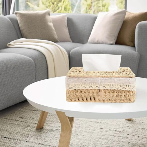 Servietboks Papirreb Servietboks 24X14X10Cm Dekorativ Servietboks Organizer Boho Rektangulær Servietdispenser, til Badeværelse, Soveværelse, Kontor