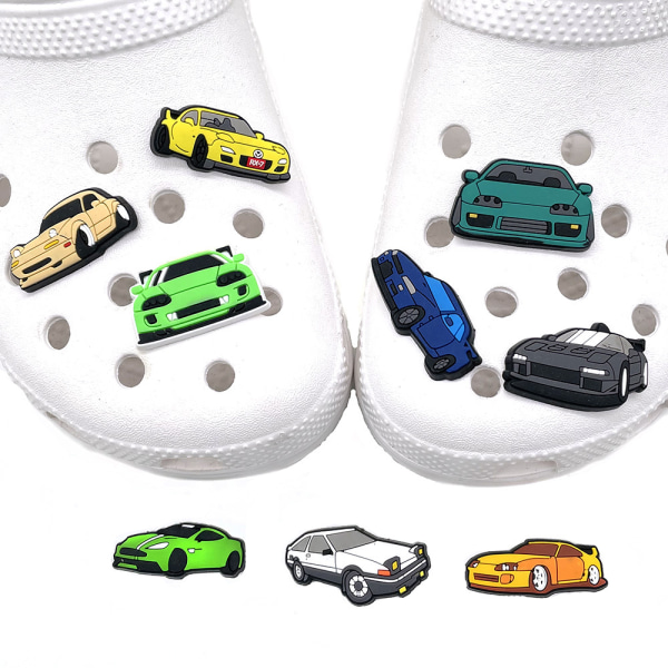 9 deler 3D-pynt sandaler tresko (bil), sko sjarm, søt sko eller