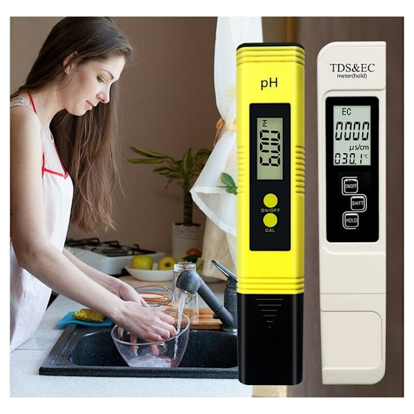 (Blå) Vandkvalitetsmåler TDS PH EC Temperatur 4 i 1 Digital tester sæt med LCD Test Pool skærm, Akvarium