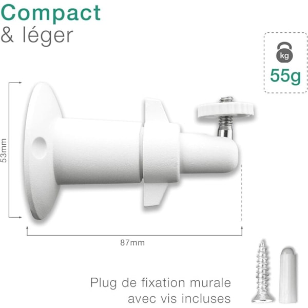 2x väggfäste för kamera med 1/4\" gänga för EuFy EUFYCAM 3, 3C, 2, 2C, 2C Pro, 1, E Fästning Inomhus- och utomhusövervakningskamera, Säkerhetskamera