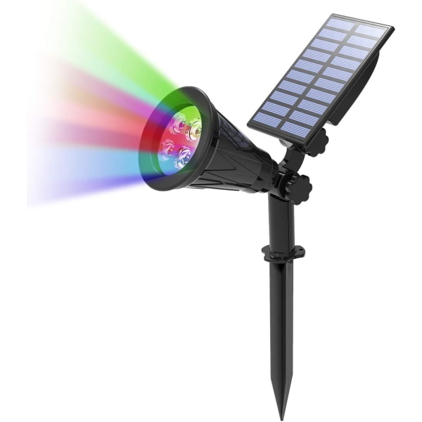 LED solar spotlights, fargeskiftende vanntett utendørs sikkerhet G