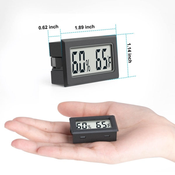 Mini digital termometer 2-pack hygrometer inomhus fuktighetsmätare temperatur fuktighetsmätare mätare med Fahrenheit (℉) för humidorer, växthus, Ga