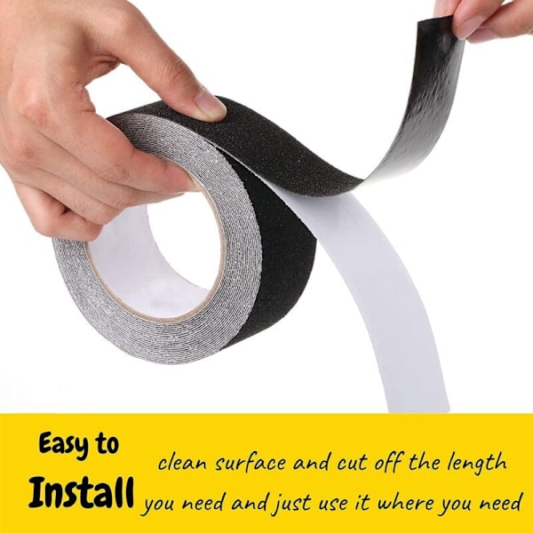 5 cm x 10 m sort tape skridsikker klæbemiddel, skridsikker tape med høj trækkraft, solidt slibende sikkerhedstape til trapper, trin,