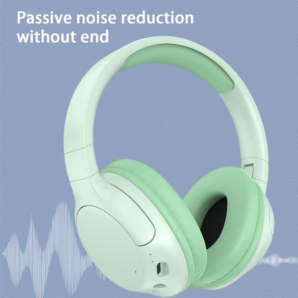 Trådlöst Bluetooth-spelheadset med mikrofon, aktiv brusreducering, all-inclusive öronmuffar och lång batteritid (Mintgrön)
