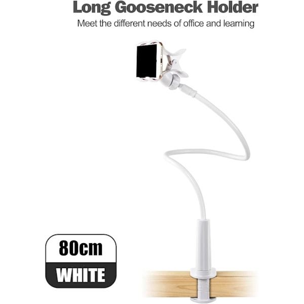 Telefonhållare säng, telefonhållare med flexibel svanhals lång arm 360° rotation justerbar för iPhone 13/ 13Pro,12/12 Pro Max, 11 Pro XS Max X 8 7 Sam