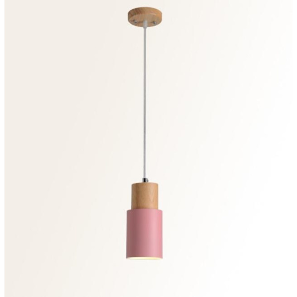 Liten modern minimalistisk massiv träkrona med rak Macaron-stång (enkel huvudrosa, ingen glödlampa)