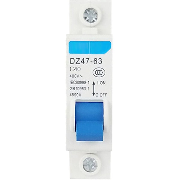 DZ47-63, 40a - 40a, miniatyr 3 poler 1 pol 400V differentialbrytare monterad på DIN-skena