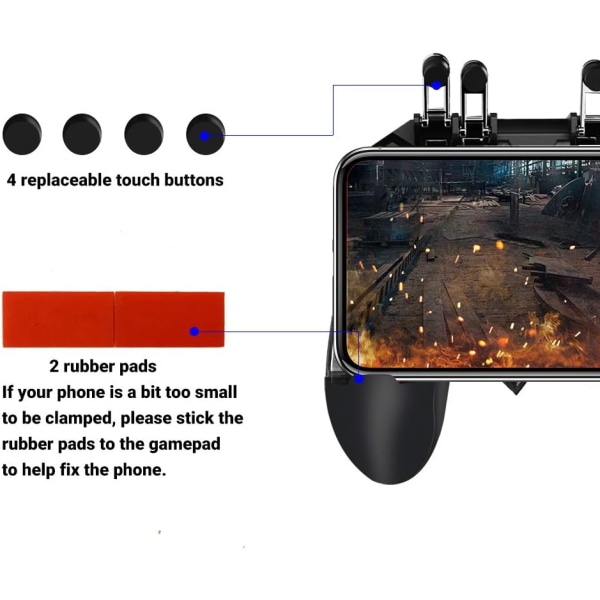 Mobilspelkontroll Bredd 7-9,5 cm (Handhållen) Handhållen Joystick Gamepad Joystick Universal 6 Fingrar L1R1 för Smartphone