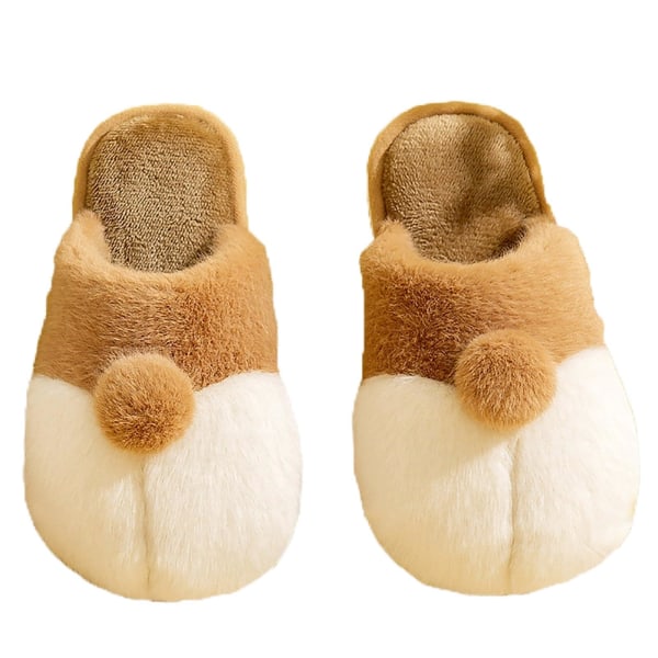 Kawaii tofflor för kvinnor, herrtofflor med fleecefoder, plyschtofflor med halkskyddad sula