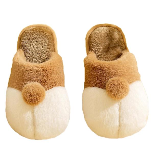 Kawaii tøfler for kvinner og menn, fleecefôrede hjemmesko, plysj-slippers, søte dyreslippers, sklisikre såler