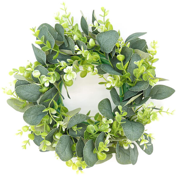 Sæsonbestemt eukalyptuskrans 35 cm i diameter - grøn, kunstige blomster til dekorativ, indendørs og udendørs brug