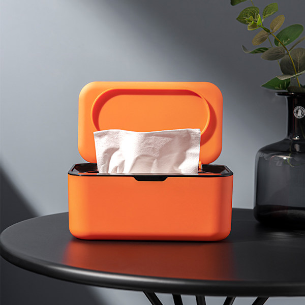 (Svart Orange) Papperslåda med lock, dammtät torklåda, pappershållare, toalettpapperslåda, servettlåda