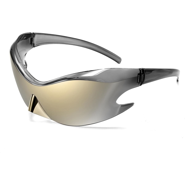 Futuristiske solbriller, Fashion Alien Y2K Wrap Around til kvinder og mænd