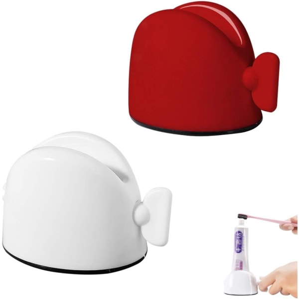 (Hvit, rød) 2-delers klemmer, tannkremdispensertube, Creative Rotate PP Plastic Lazy Tannkrempresser for tannkrem, ansiktsrens, hånd