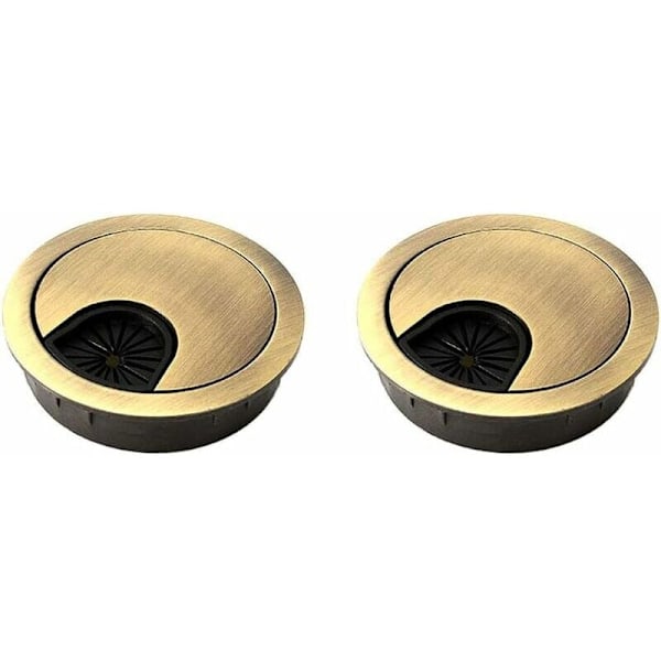 2 stk. kabelgjennomføring noële 60 mm kabelhull deksel for kontorer, kontorer og arbeidsplaner Materiale: Sink legering (bronse)