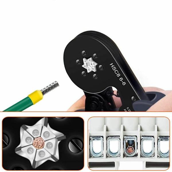 Itsesäätyvät ajattelupihdit räikkävaijerin asettamiseen 0,25–6 mm²/AWG23-10, sisältää 1900 puristusliitintä (harmaa)