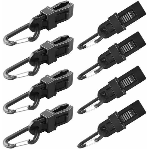 8x Tältklämmor （8.53cm） Tältklämma för Robust Låsning Camping, Svarta Tältlinor