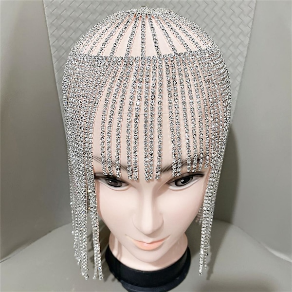 Damer Glitter Lang Tassel Hårkæde Rhinestone Bit Kæde