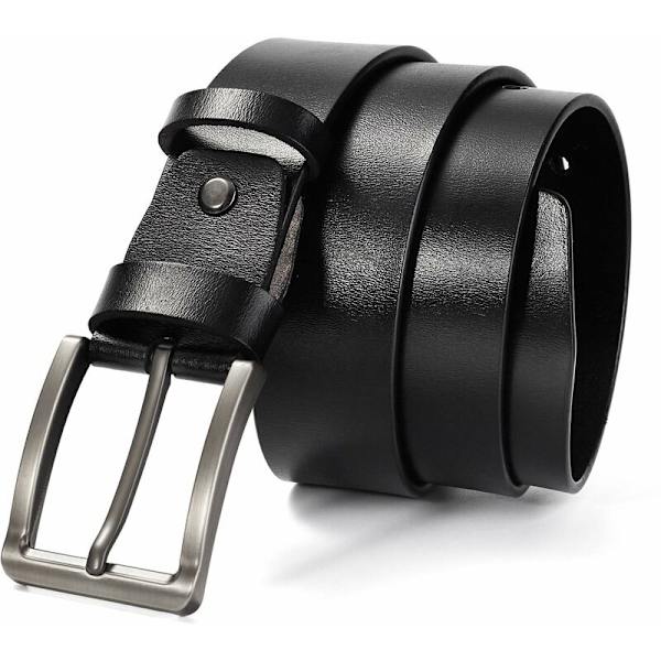Lærbelte for menn til casual jeansbukser, spenne i legering, bredde 38 mm