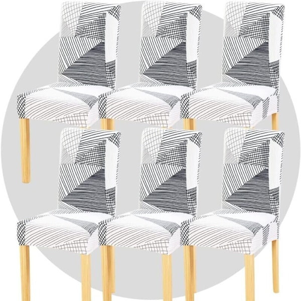 Stretch Stolsöverdrag Set om 6 Tryckta Stretchiga Matsalsstolsöverdrag Tvättbara Avtagbara för Kök, Hotell, Restaurang