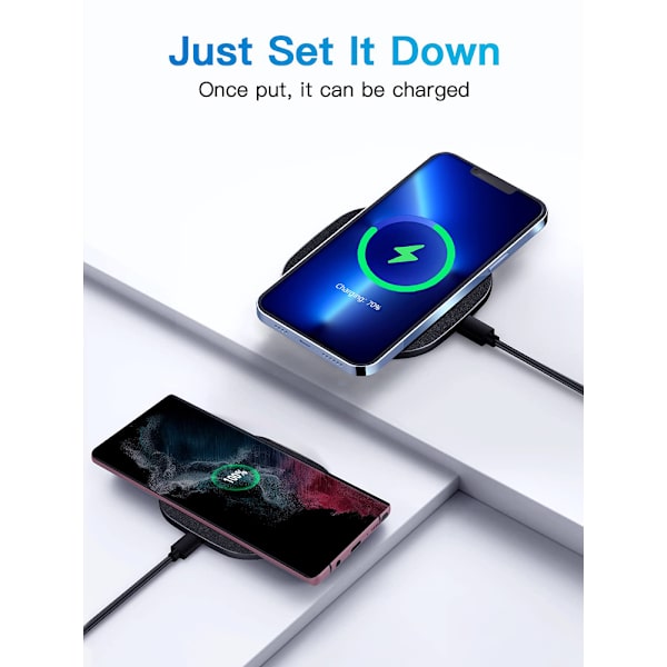 Läder trådlös laddning ultratunn bärbar mobiltelefon trådlös snabbladdning, lämplig för iPhone 14 Pro/13/12/11/X/XR/Xs