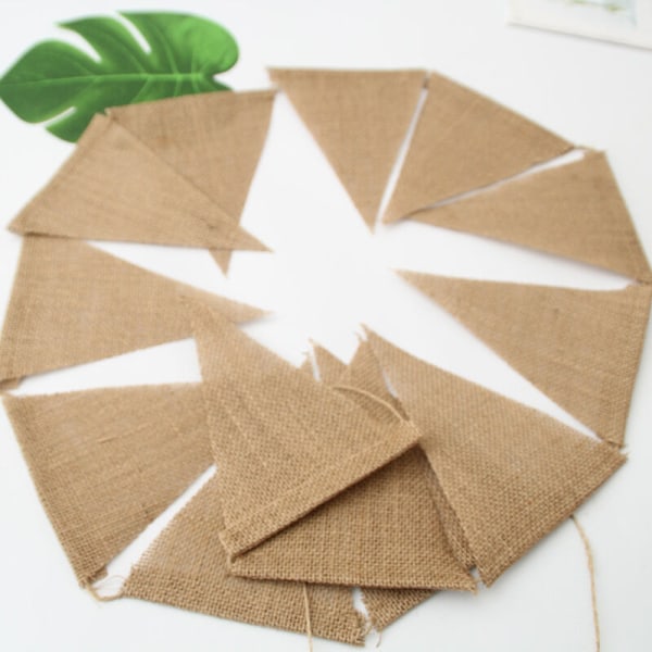 JUTE FANGE GUIGLAND JUTE DE, 3,7 metriä/13 kpl Vintage banneri kolmio liput häihin, kastejuhlaan, sisä- ja ulkokoristeluun