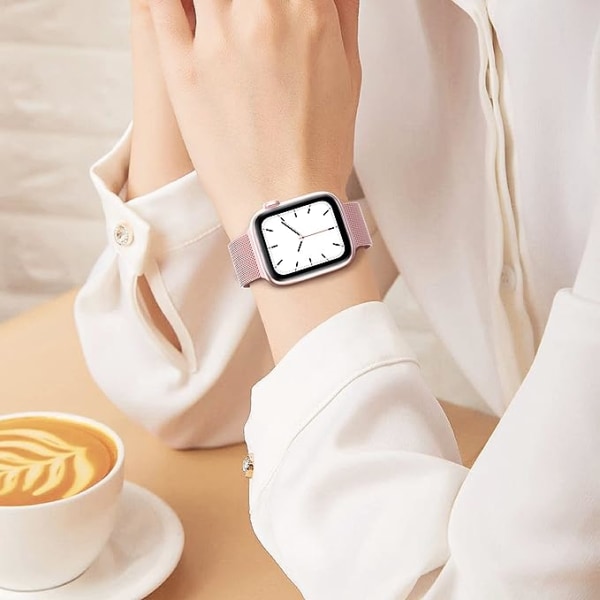 Bånd kompatibel med Apple Watch-bånd 42 mm 44 mm 45 mm (rose gull,
