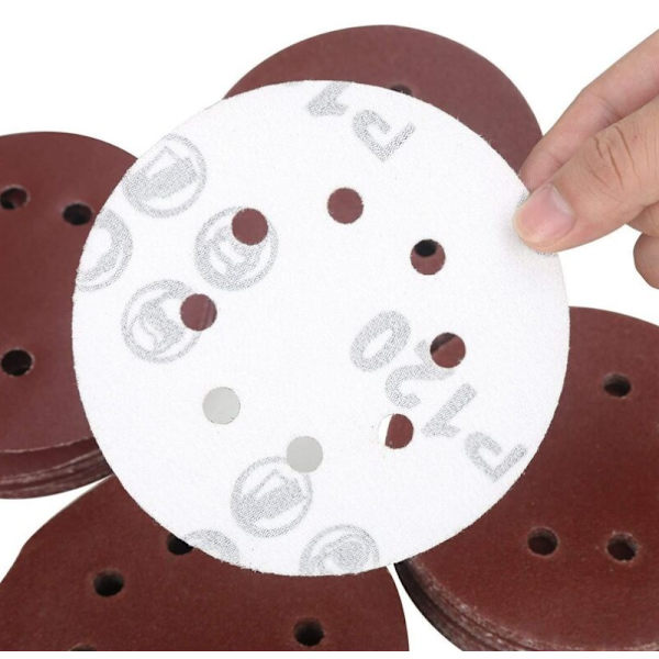 Flocking Sandpapir Slibeskive Bagside Flocking Disc Sandpapir Gasmølle Flocking Sandpapir 5inch 125mm, 40mesh