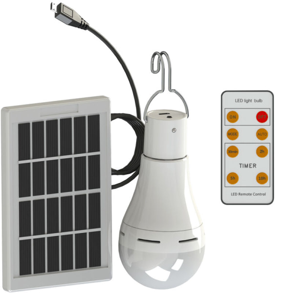 LED-nödljusboll för power SOS (BLS-60-20RC 7W fjärrkontroll + glödlampa + solpanel = komplett set (smart switch, kallvitt ljus)