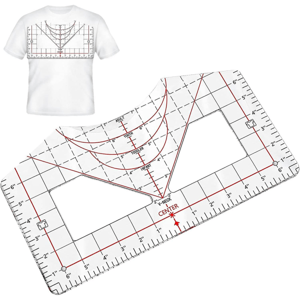 T-shirtjusteringsværktøj, skæreværktøj til beklædning Printlineal, klip